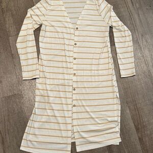 Roolee Cream and Tan Striped Cardigan